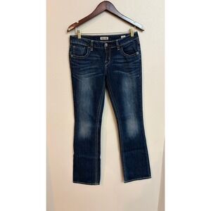 MEK Denim Aldan Slim Bootcut Jeans Size 29 Dark Wash Embroidered Y2K Low Rise
